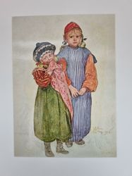 Vykort - Carl Larsson, Snickare Hellbergs ungar
