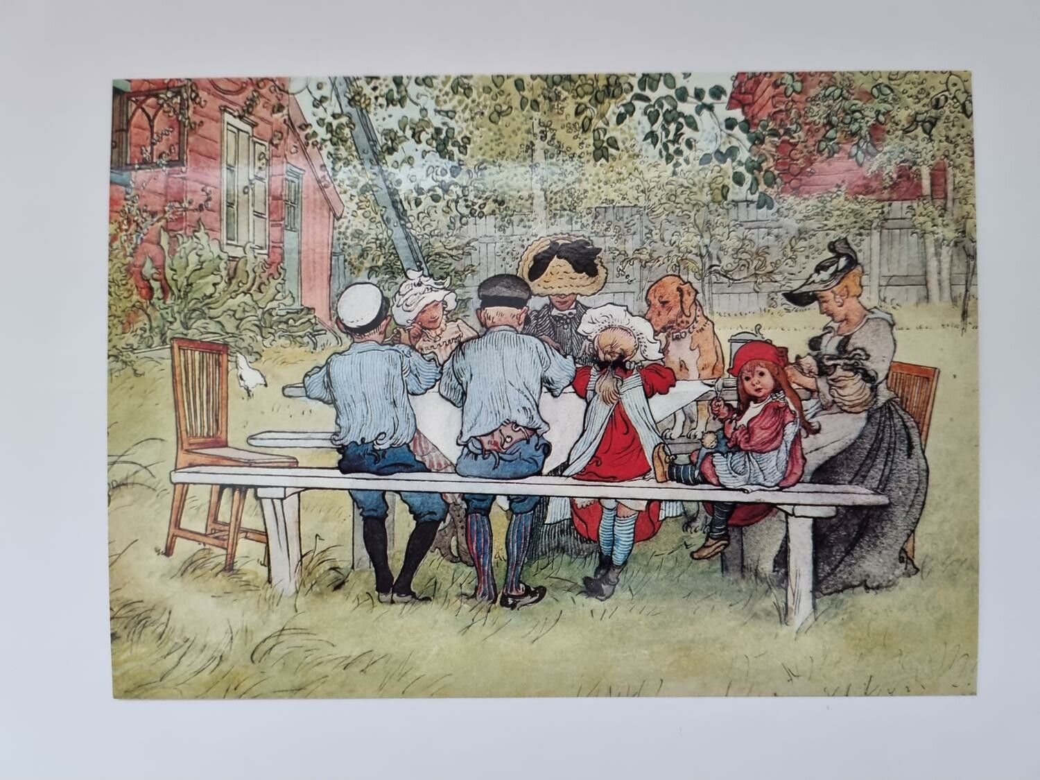 Vykort - Carl Larsson, Frukost under stora björken