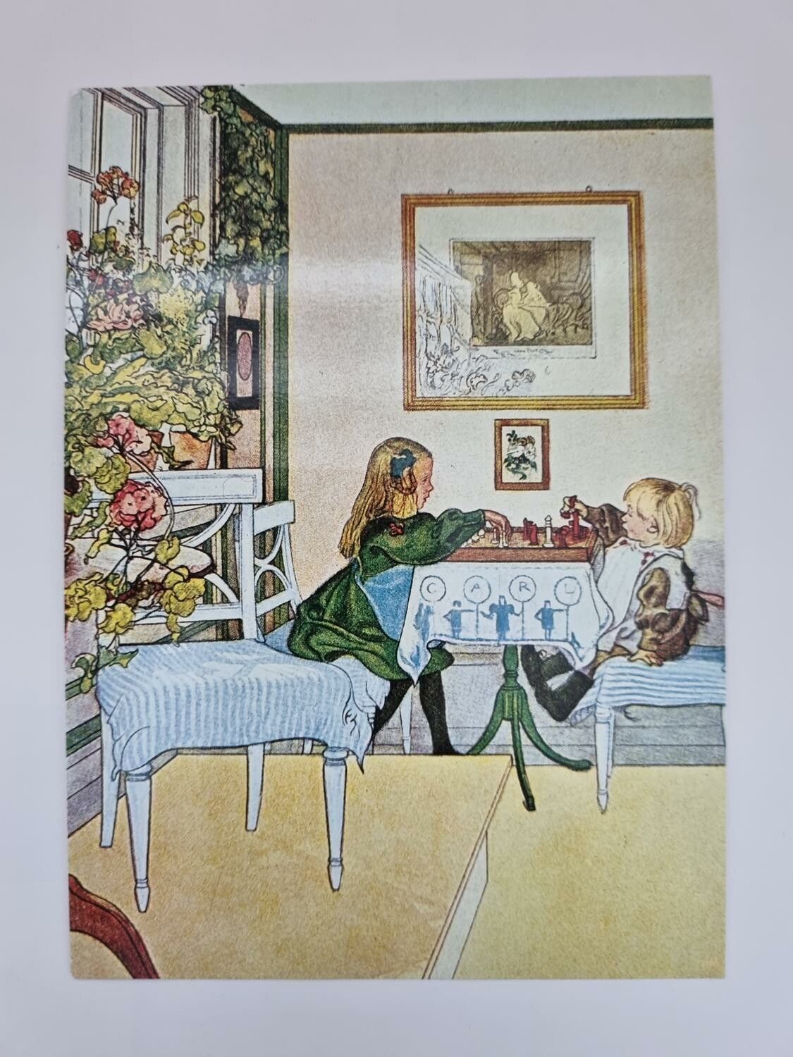 Vykort - Carl Larsson, Schackspelet