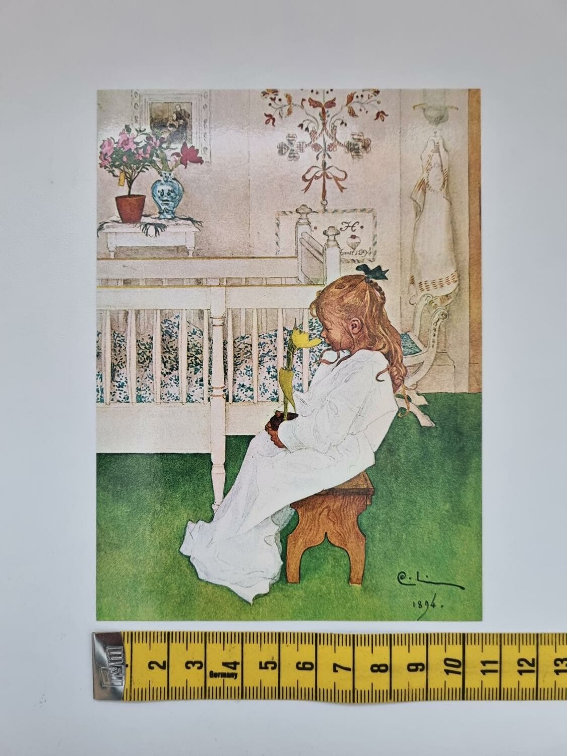 Vykort - Carl Larsson, Lisbeth med gul tulpan