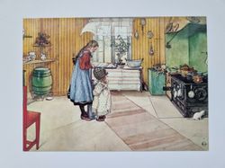 Vykort - Carl Larsson, Köket