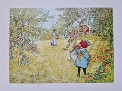 Vykort - Carl Larsson, Äppelskörden