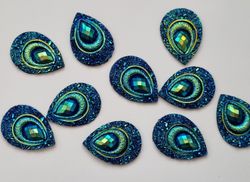 10 st flatbacks / peacock eyes / droppar för dekoration och scrapbooking