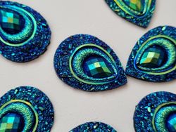10 st flatbacks / peacock eyes / droppar för dekoration och scrapbooking
