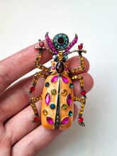 Brosch Stor Orange Skalbagge