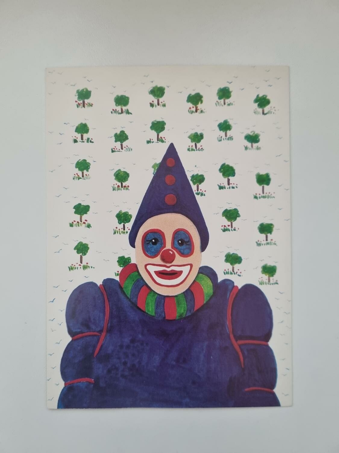 Vykort - Clown nr 4. Teckning: Lotta Lorentzon