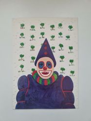 Vykort - Clown nr 4. Teckning: Lotta Lorentzon