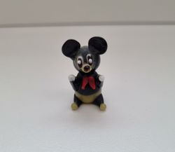 Figurin miniatyr mus, mini mus i porslin (svart)