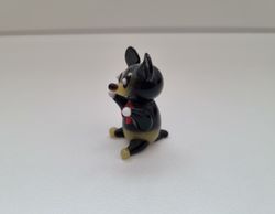 Figurin miniatyr mus, mini mus i porslin (svart)