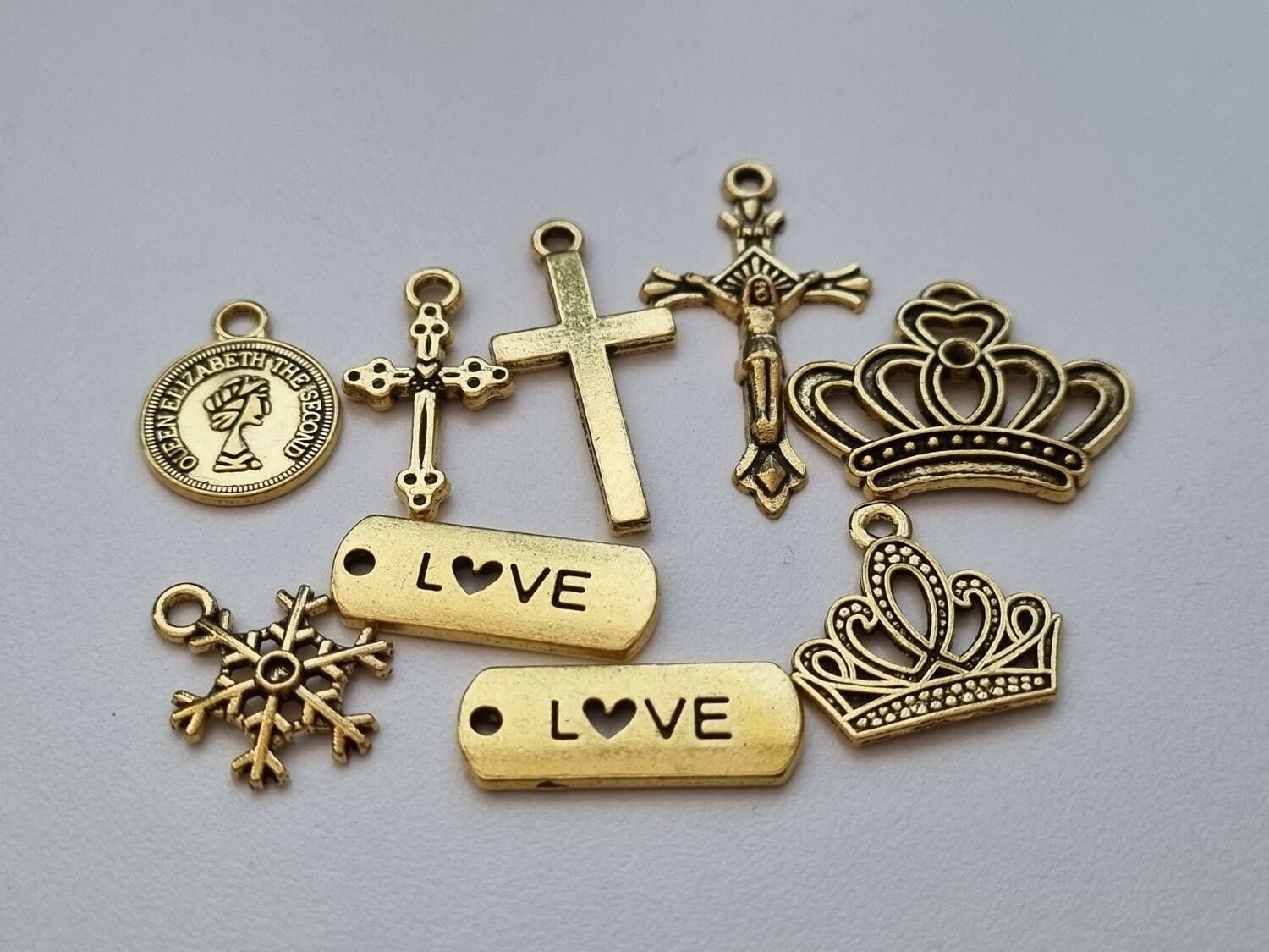 10 st guldfärgade Berlocker Charms Hängen för smyckestillverkning