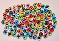 100 st drakögon kattögon i glas, glasinfattningar, miniatyrer (10 mm)