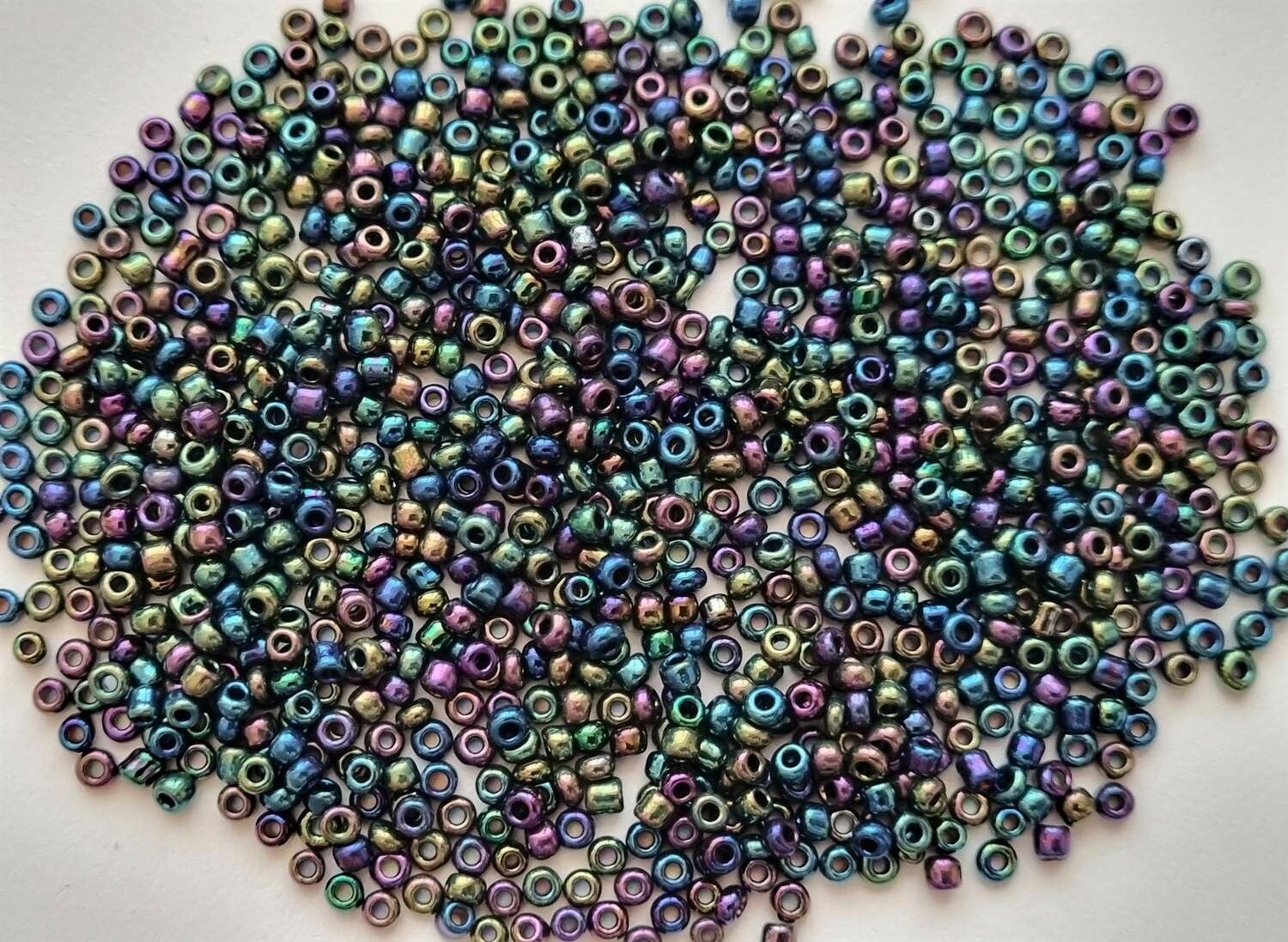 1000 små pärlor, fröpärlor, glaspärlor (2 mm) - Metallic mix