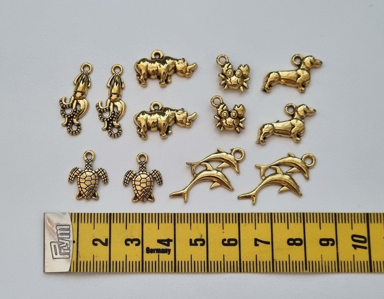 12 st guldfärgade Berlocker Charms Hängen för smyckestillverkning (par)