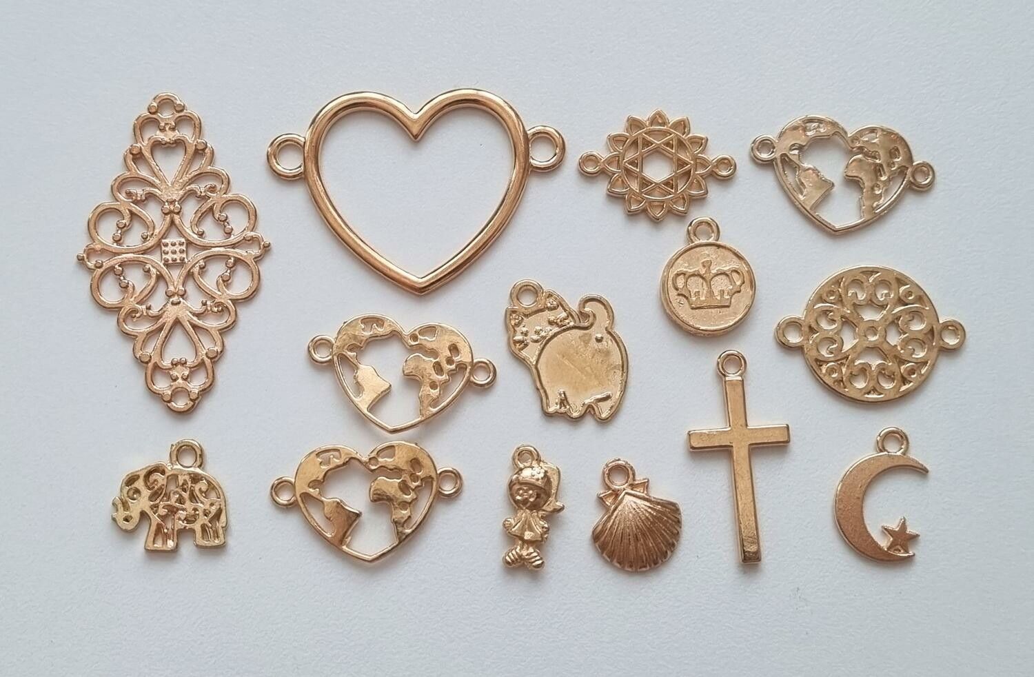 14 st guldfärgade Berlocker Charms Hängen för smyckestillverkning