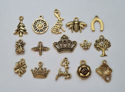 15 st guldfärgade Berlocker Charms Hängen för smyckestillverkning