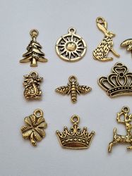 15 st guldfärgade Berlocker Charms Hängen för smyckestillverkning