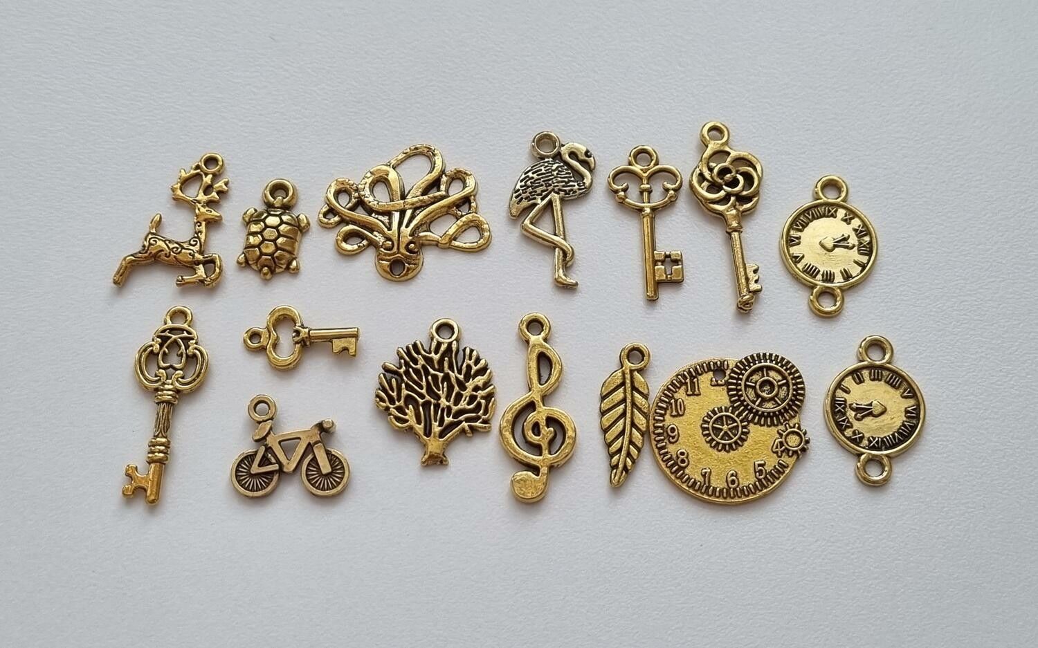 15 st guldfärgade Berlocker Charms Hängen för smyckestillverkning