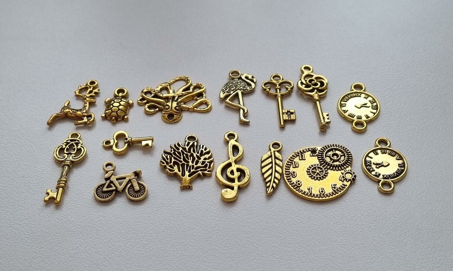 15 st guldfärgade Berlocker Charms Hängen för smyckestillverkning