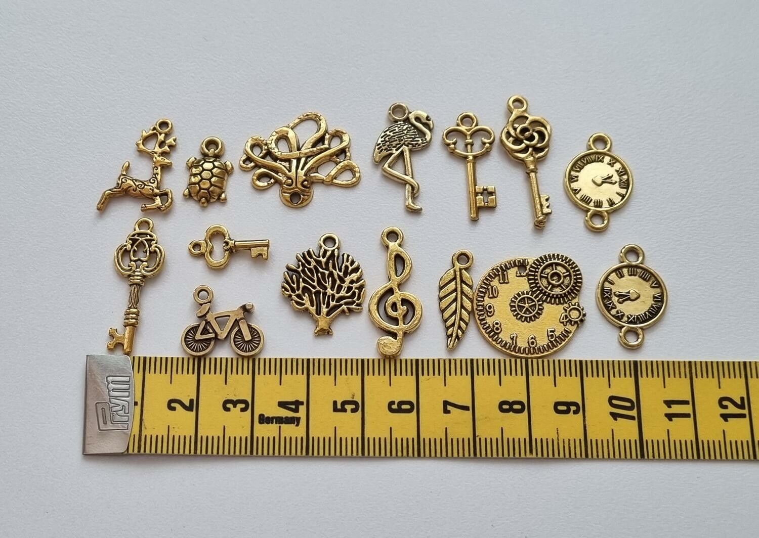 15 st guldfärgade Berlocker Charms Hängen för smyckestillverkning