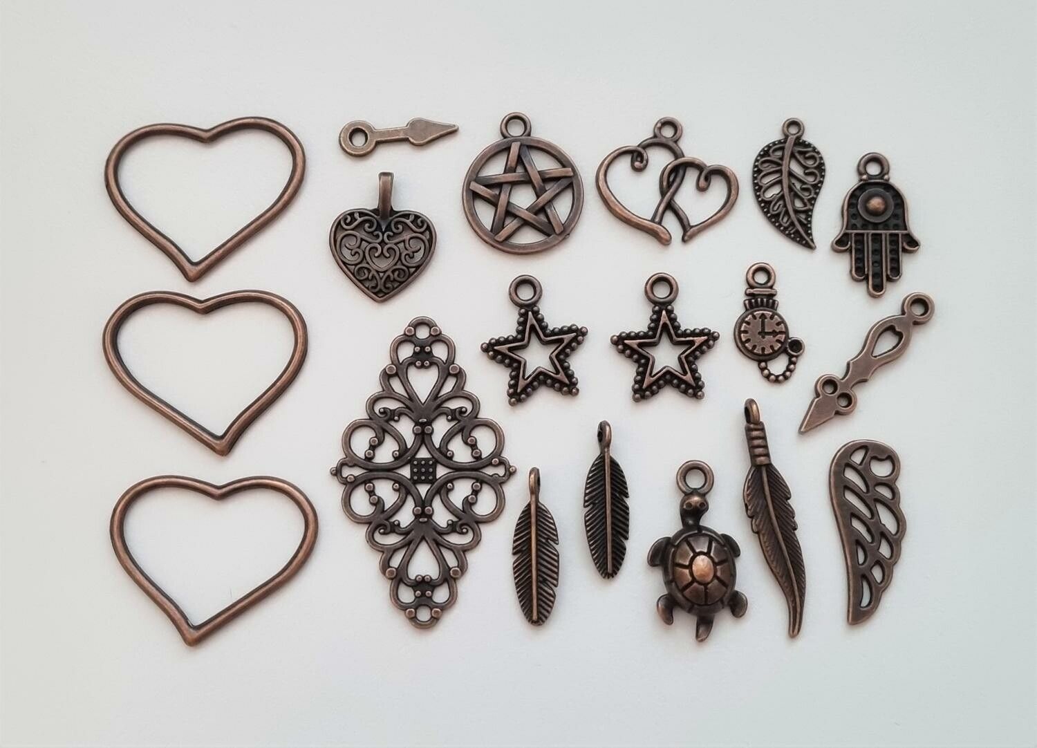 19 st kopparfärgade Berlocker Charms Hängen för smyckestillverkning