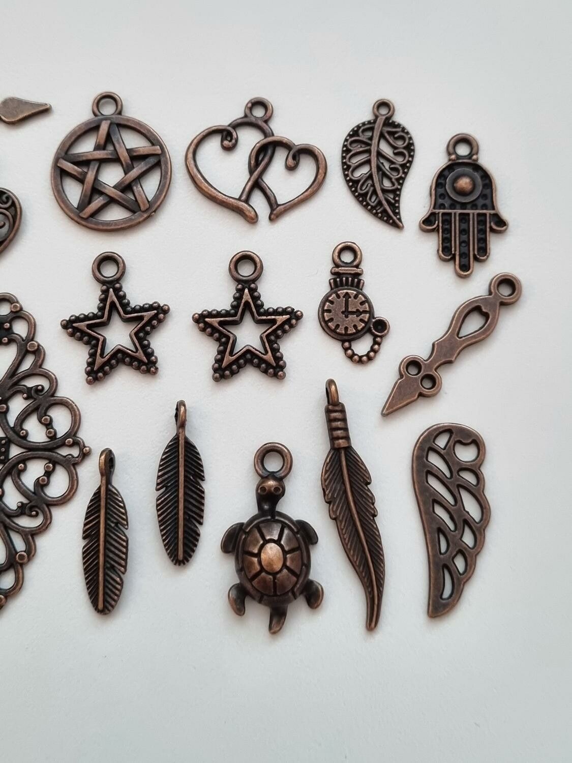 19 st kopparfärgade Berlocker Charms Hängen för smyckestillverkning
