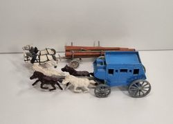 2 st häst med vagn (Wells Fargo Stage Coach, A Budgie Toy)