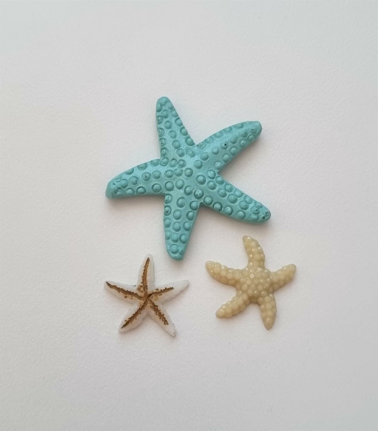 3 st sjöstjärnor. Miniatyrer / figuriner för dockskåpet, tittskåp mm