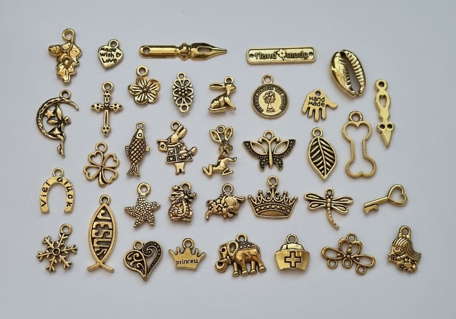 35 st guldfärgade Berlocker Charms Hängen för smyckestillverkning