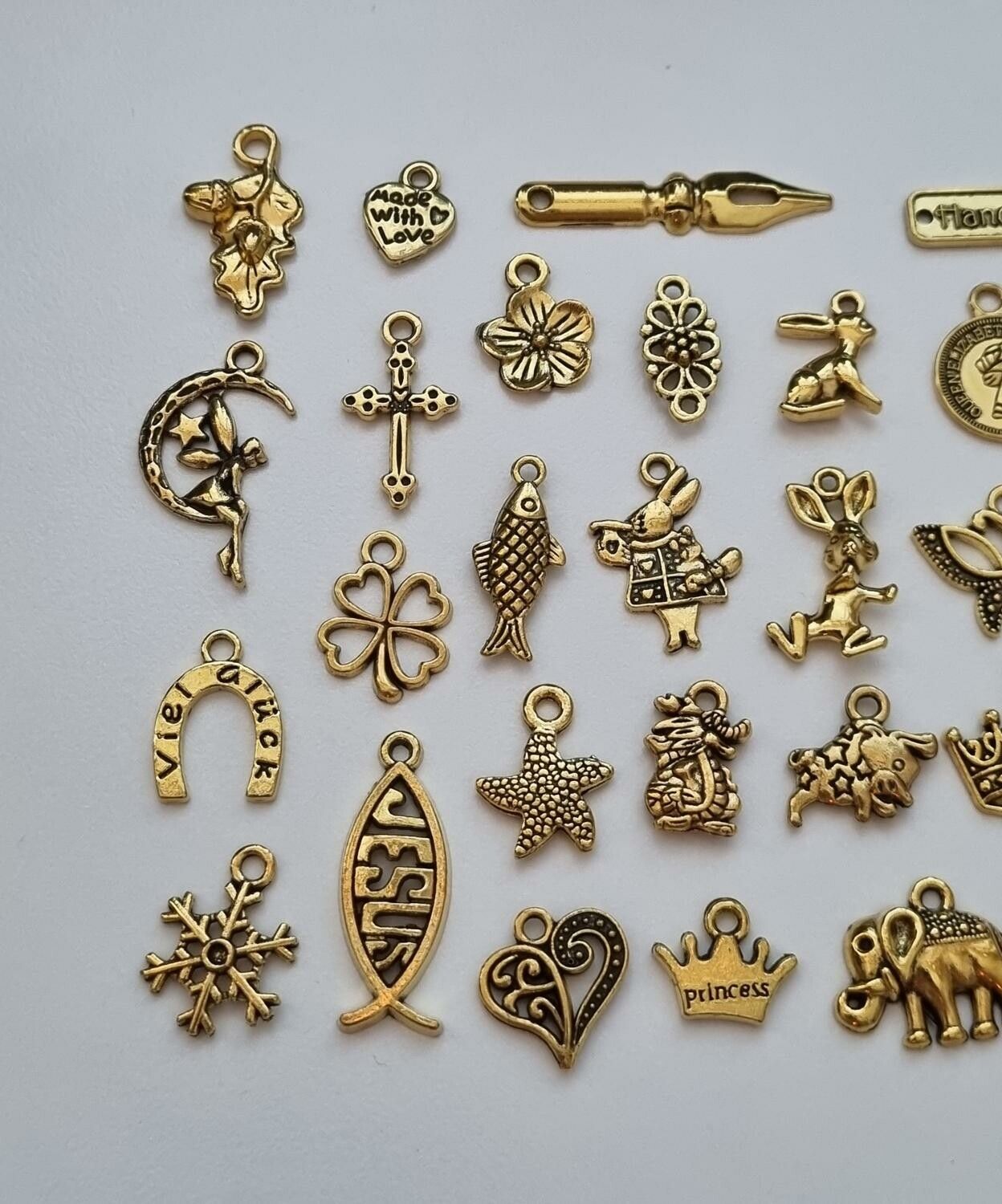 35 st guldfärgade Berlocker Charms Hängen för smyckestillverkning