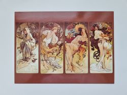 Vykort - Alphonse Mucha, De fyra årstiderna