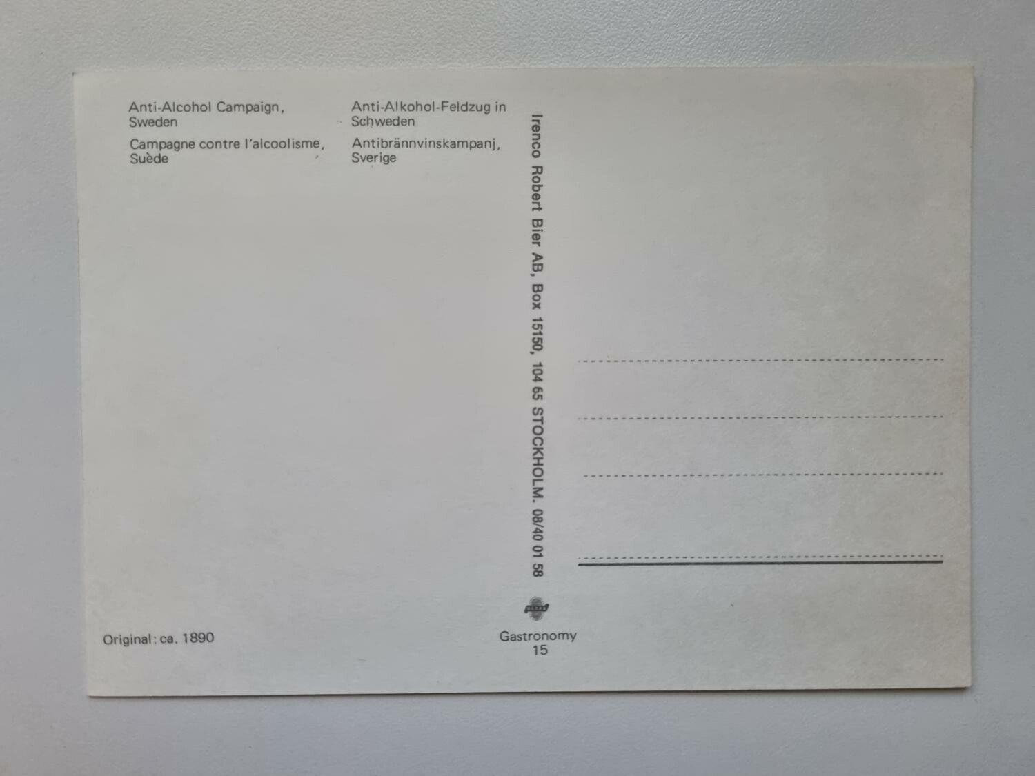 Vykort - Antibrännvinskampanj, Sverige