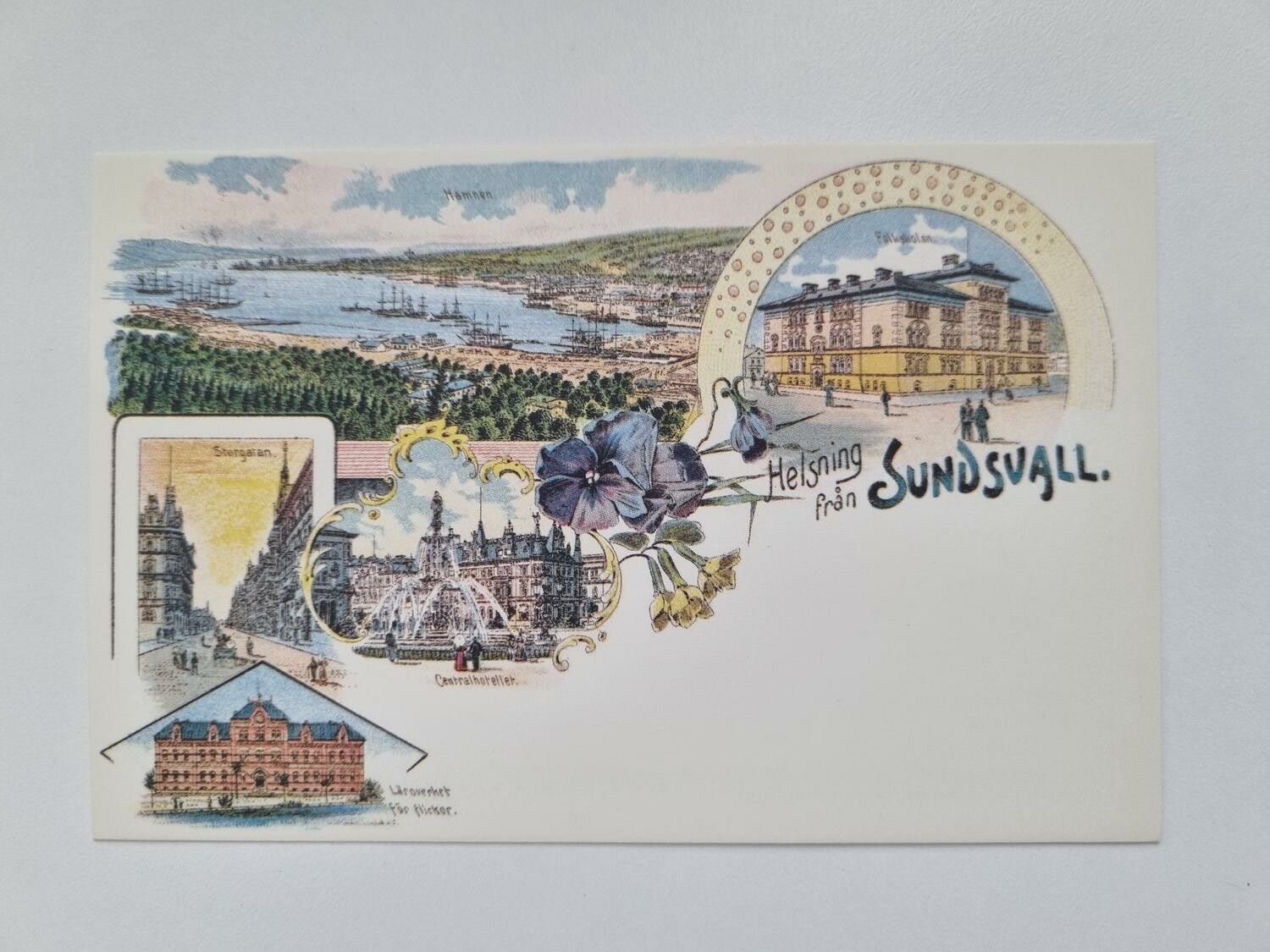 Vykort - Brefkort - Helsning från Sundsvall