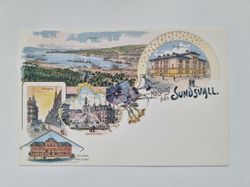 Vykort - Brefkort - Helsning från Sundsvall