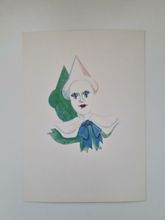 Vykort - Clown. Teckning: Lotta Lorentzon