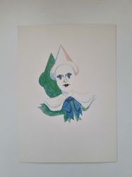 Vykort - Clown. Teckning: Lotta Lorentzon