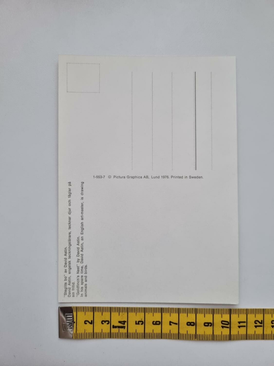 Vykort - David Astin, Steglits bo