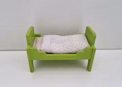Dockskåpsmöbel, grön säng med madrass/täcke (Lundby)