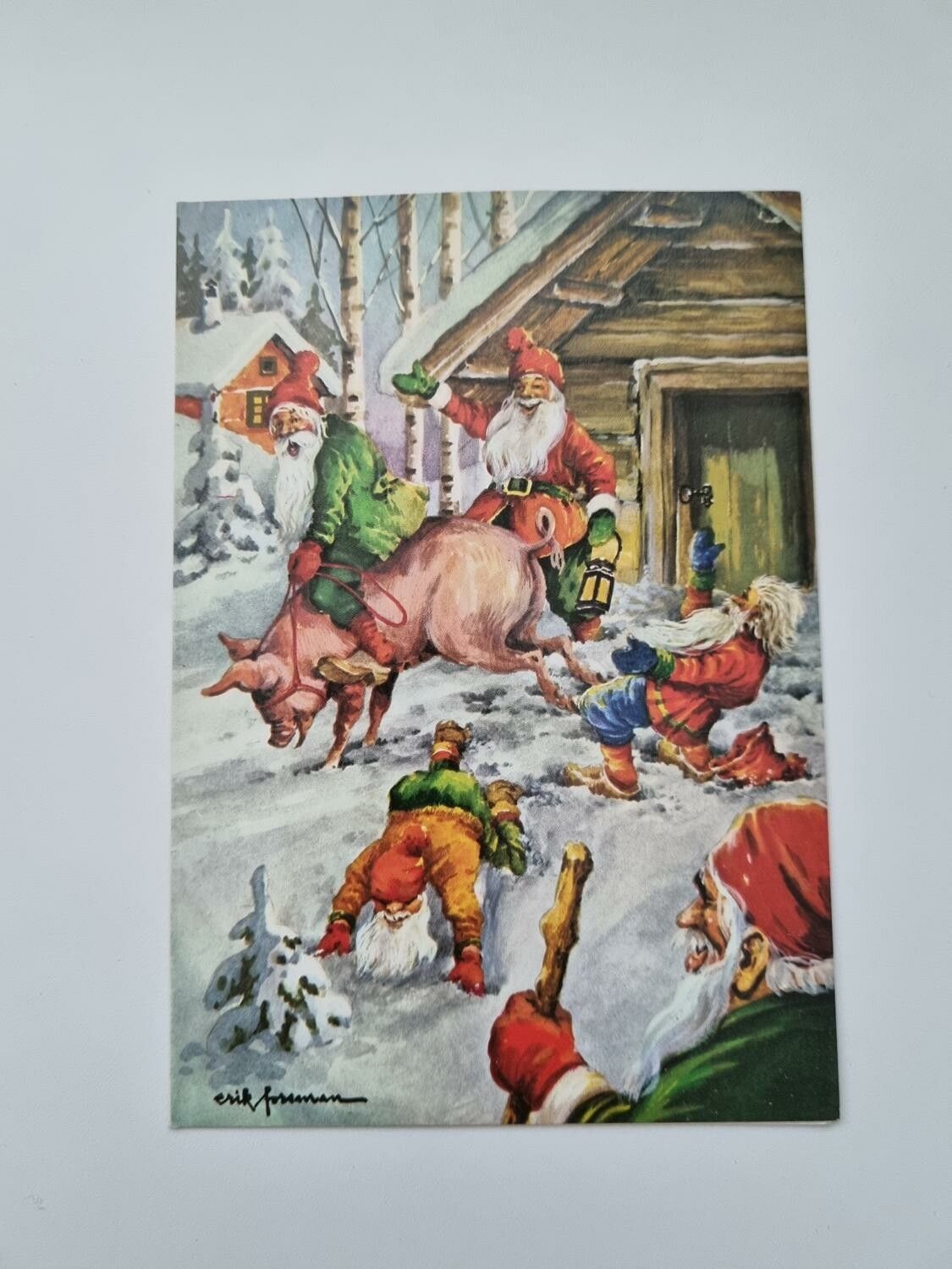 Vykort - Dubbelt vykort / Julkort Erik Forsman