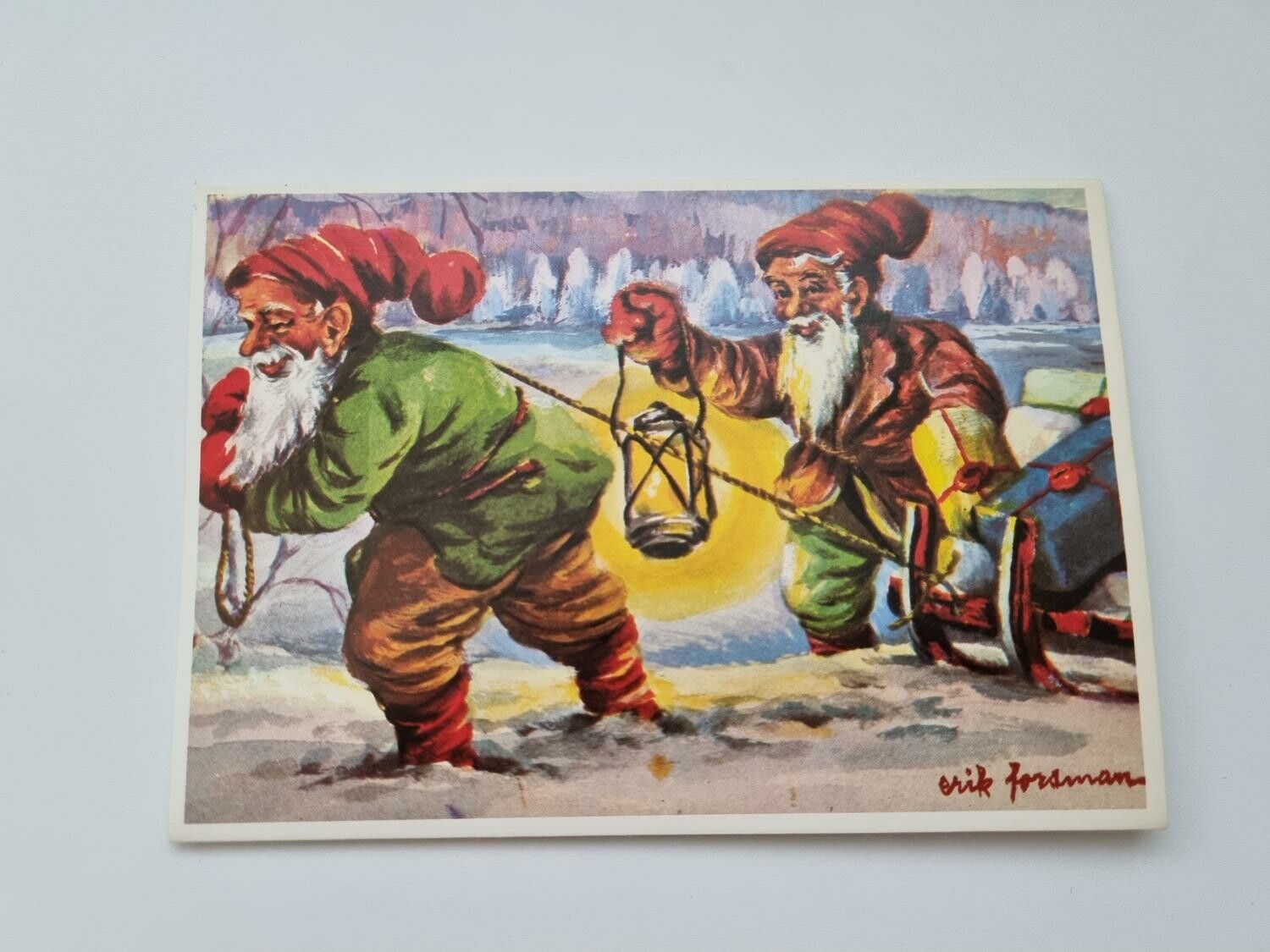 Vykort - Dubbelt vykort / Julkort, Erik Forsman