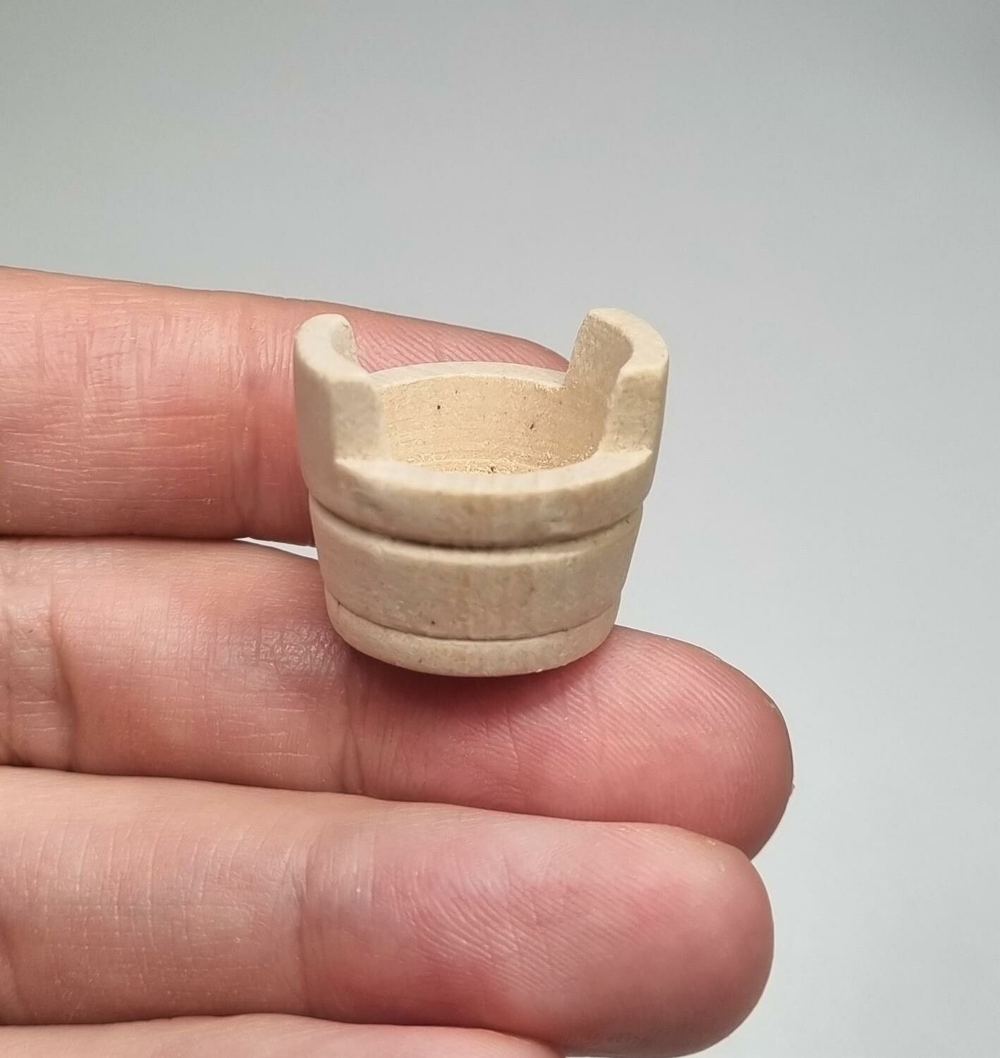 Balja, badbalja i trä - Miniatyr till dockskåp, tittskåp med mera