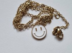 Halsband Smiley / smileyface (vit)