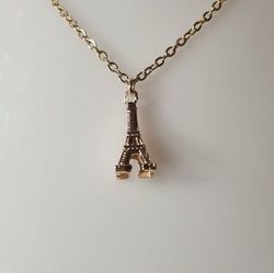 Guldfärgat halsband med Eiffeltornet, berlock / charm