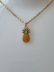 Halsband (45 cm) i rostfritt stål med söt berlock - Ananas