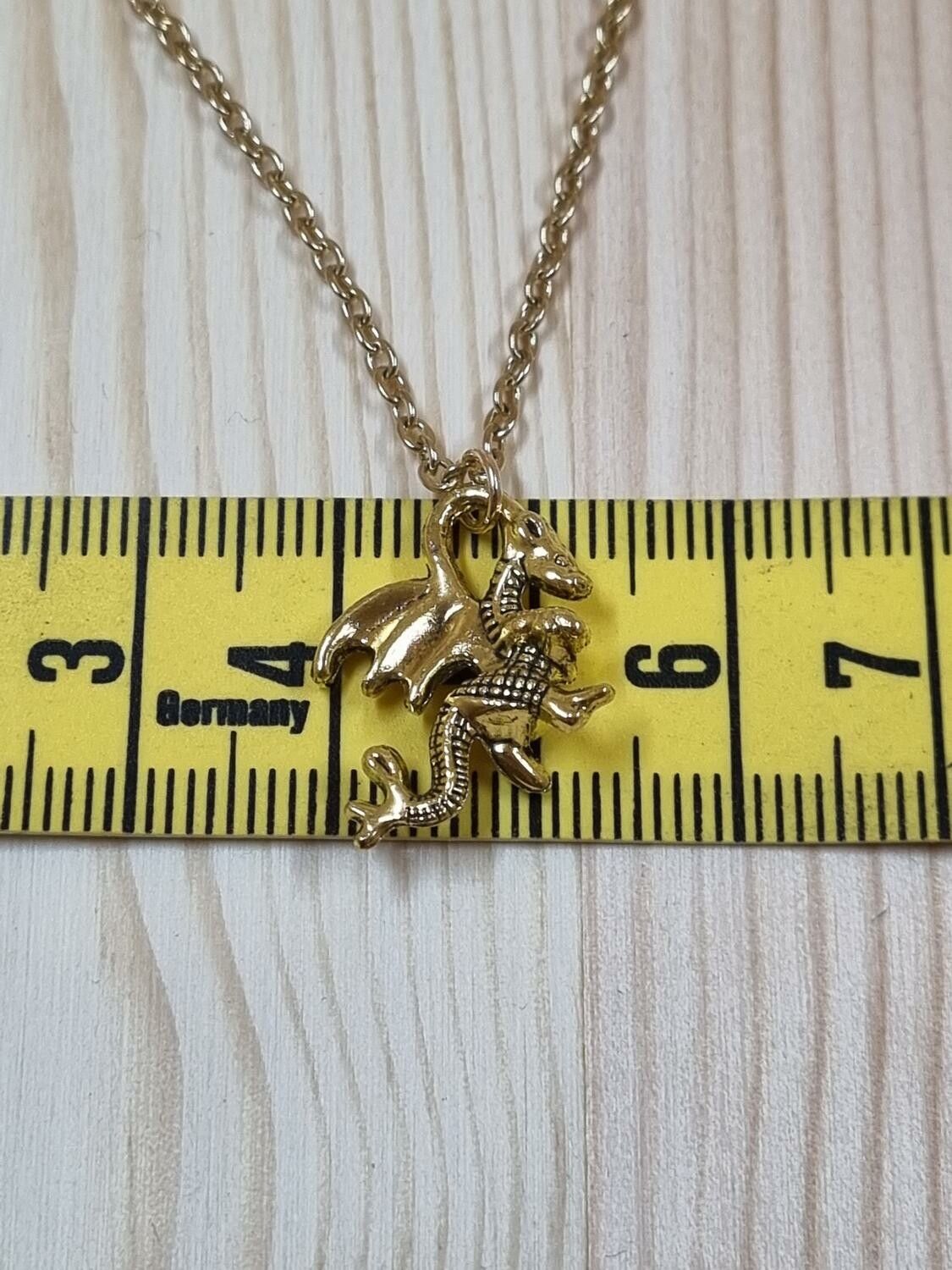 Halsband (50 cm) i rostfritt stål med söt berlock - Drake