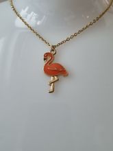 Halsband i rostfritt stål med söt berlock (45 cm) - Flamingo