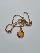 Halsband i rostfritt stål med söt berlock (45 cm) - Smileyblomma