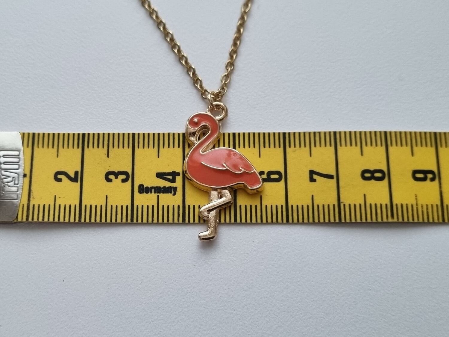 Halsband i rostfritt stål med söt berlock (45 cm) - Flamingo