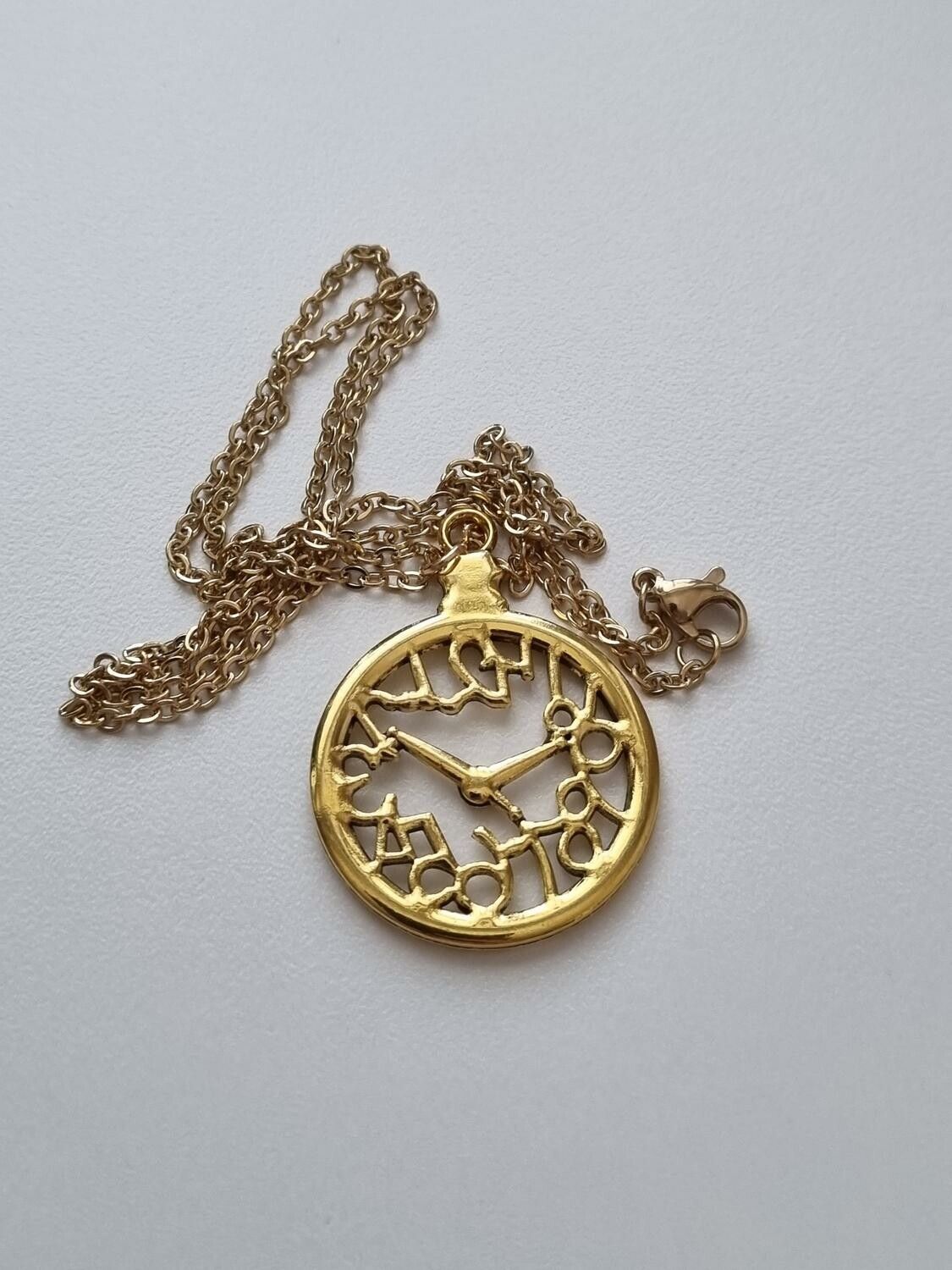 Halsband med klockberlock i steampunk (50 cm långt halsband)