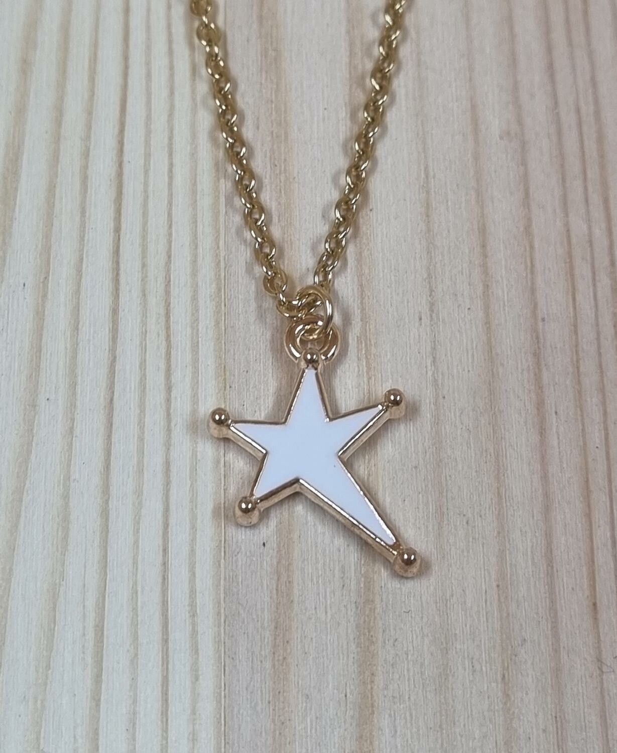 Halsband med stjärna (50 cm lång kedja i rostfritt stål)
