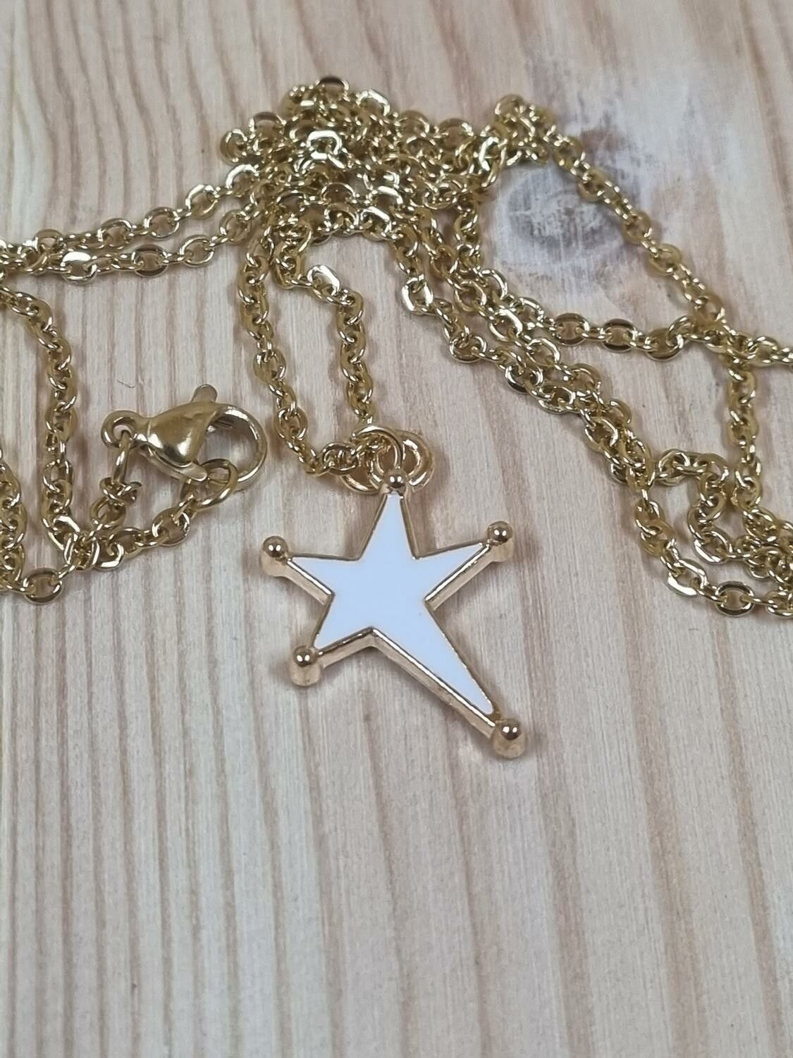 Halsband med stjärna (50 cm lång kedja i rostfritt stål)
